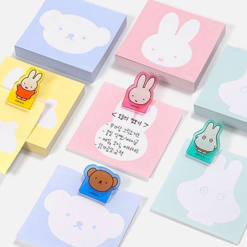 Miffy illust Memo Note Pad with Characters Clip SET