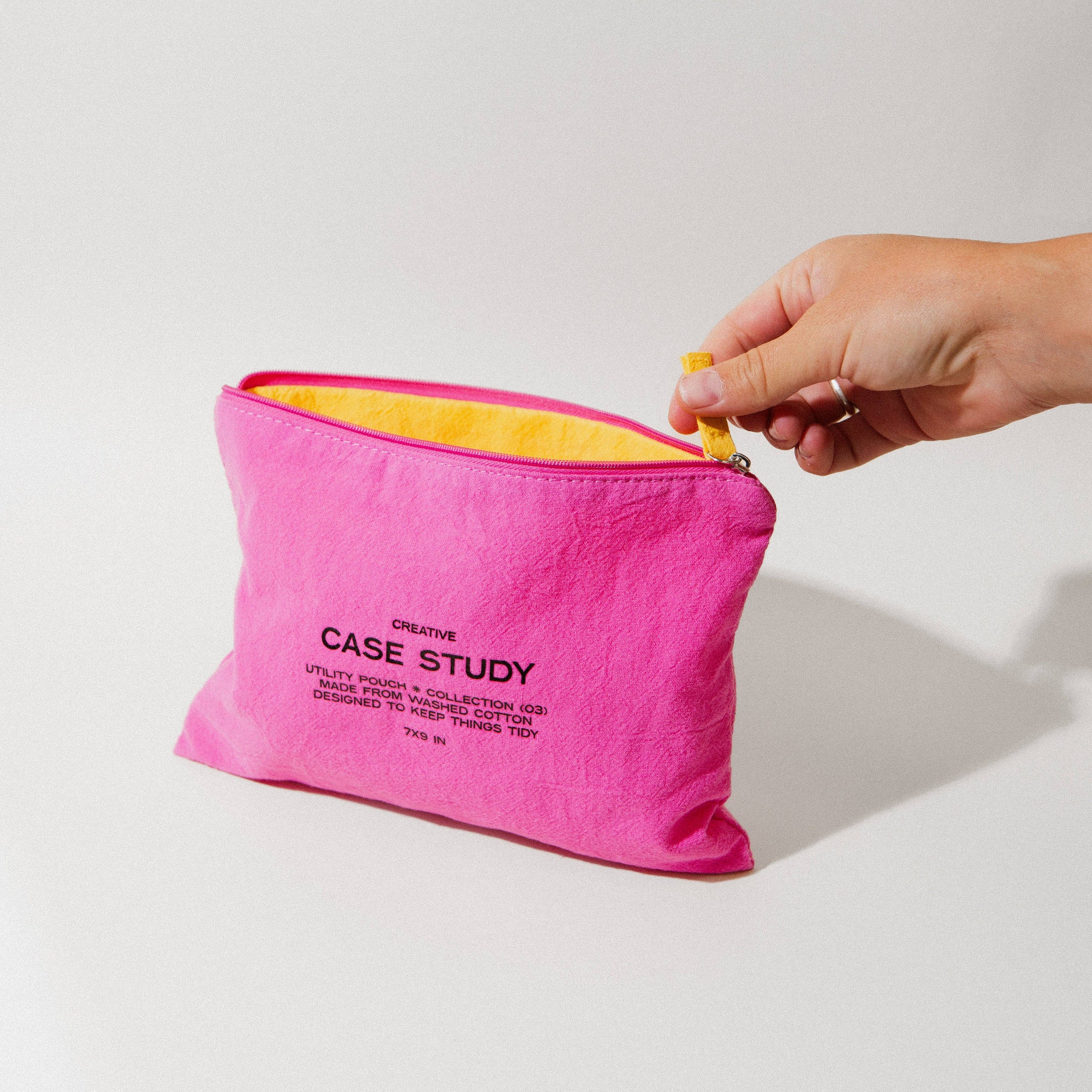 Washed Cotton Zipper Pouch | Candy