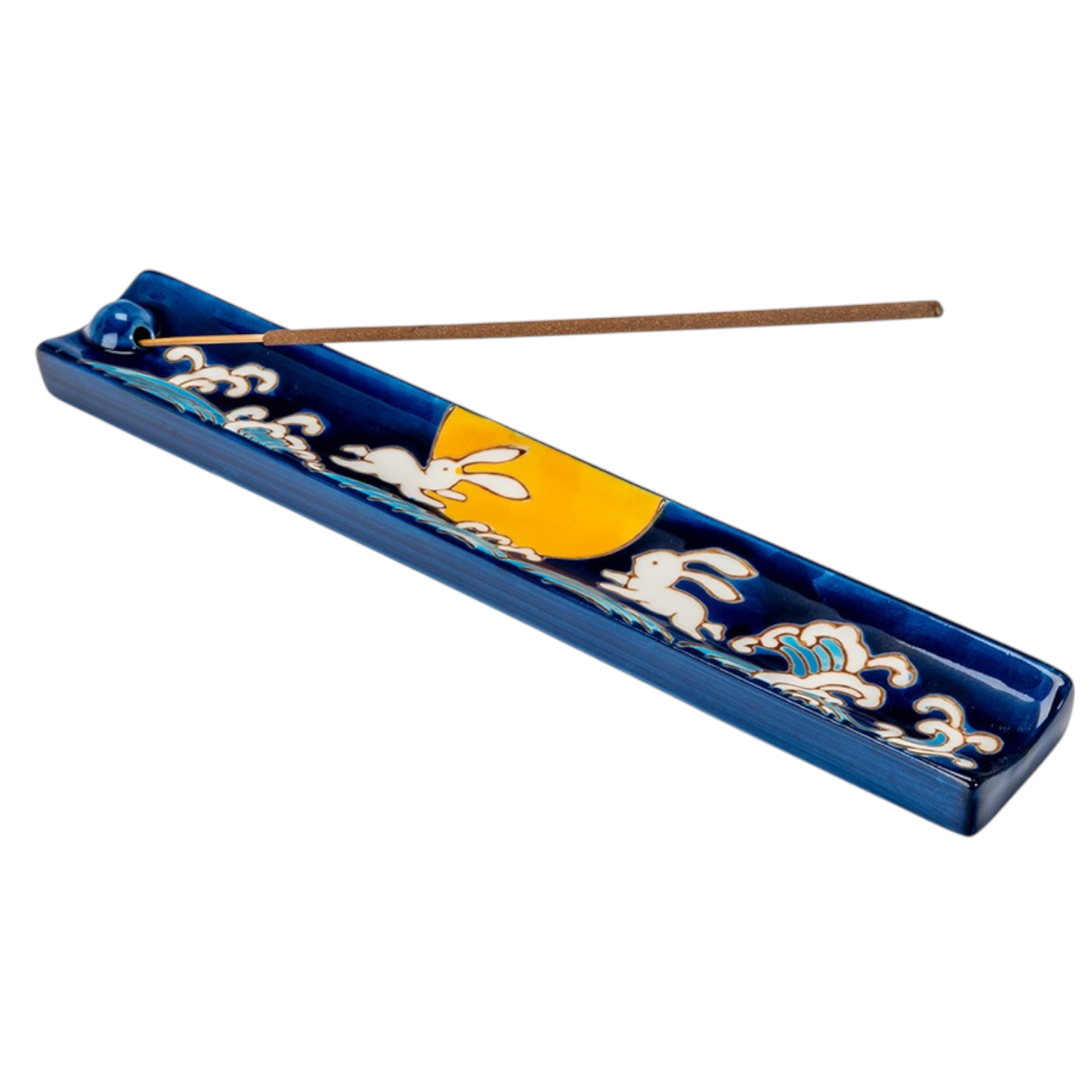 Handpainted Ceramic Incense Holder 9 inch L Moon Rabbit (1/72)