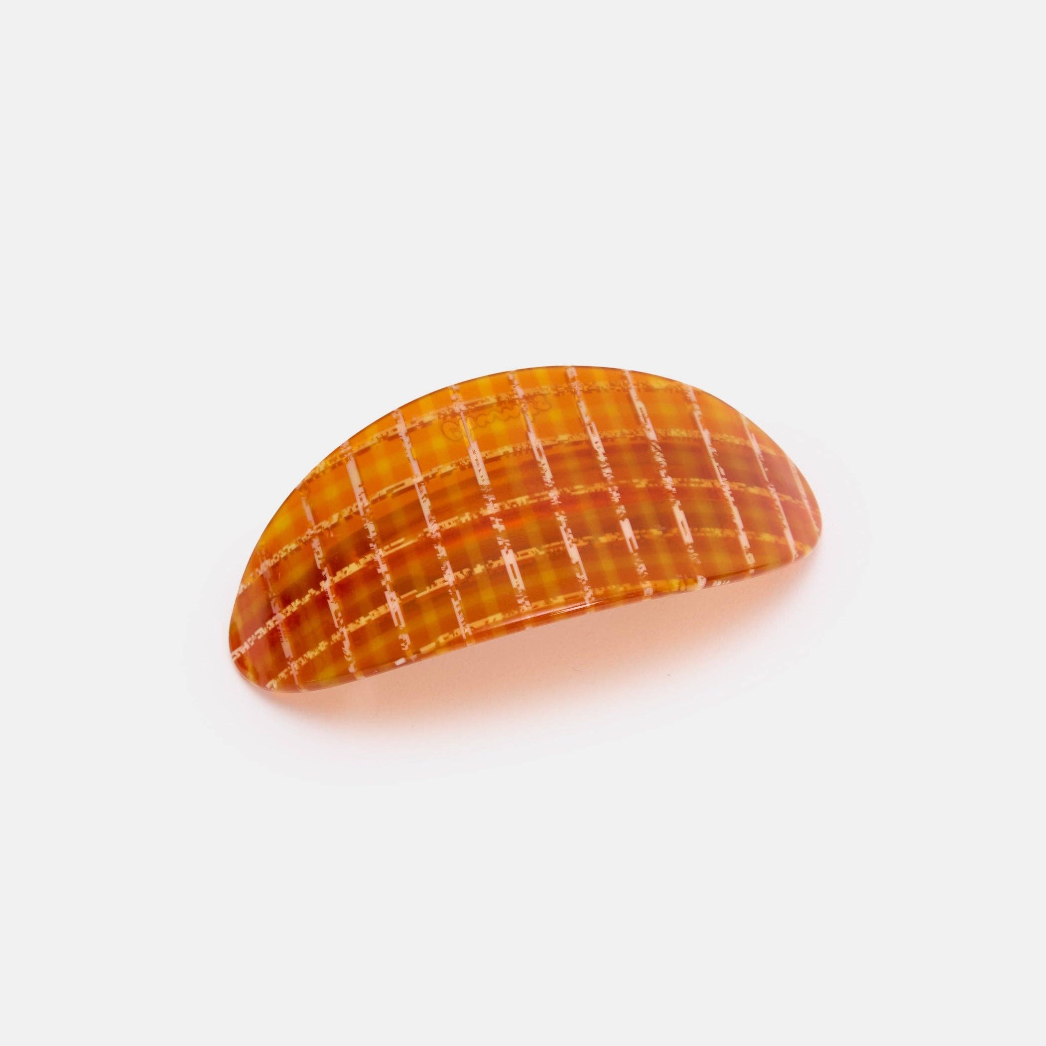 Oval Barrette in Caramel Plaid
