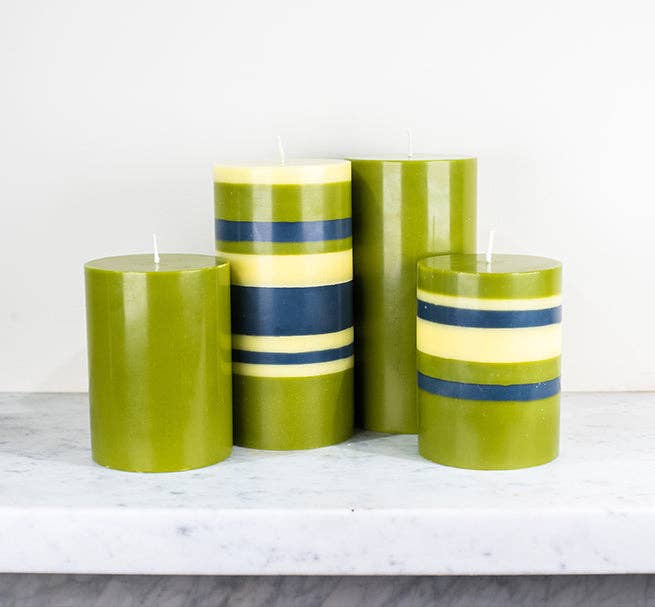Small Olive, Indigo and Jasmine Eco Pillar Candle