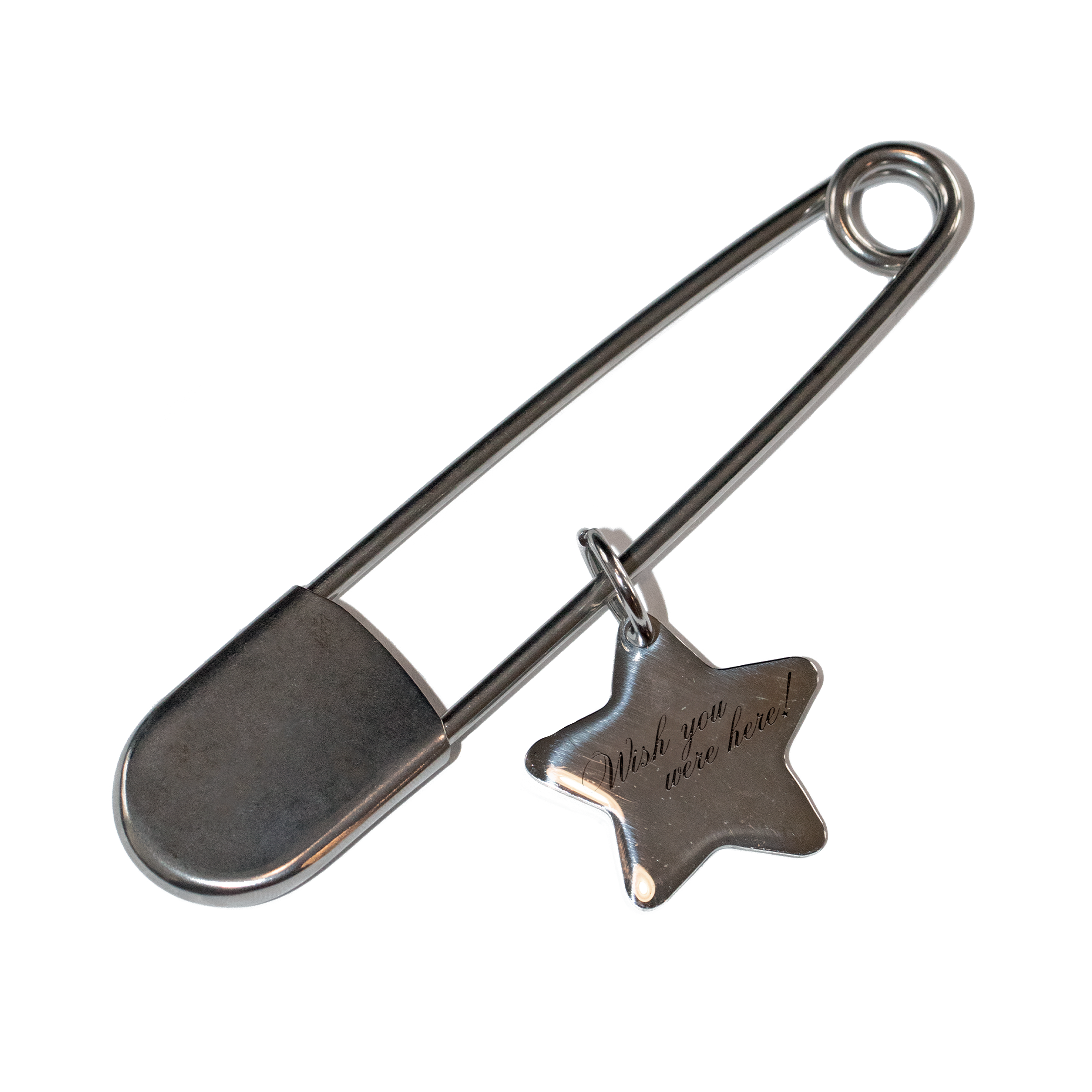 Oversized Safety Pin Keychain with Star Charm
