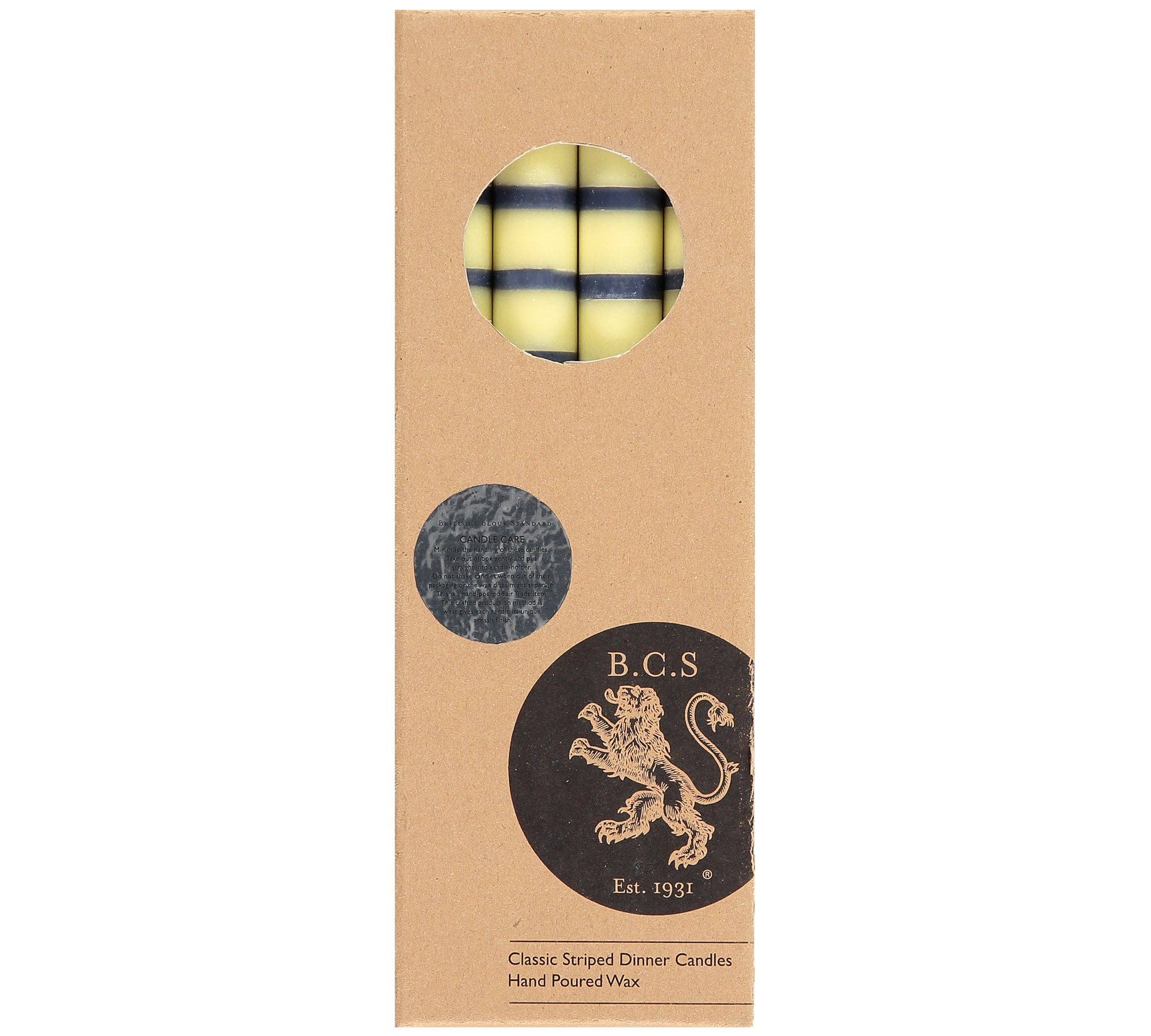 Striped Indigo, Jasmine & Olive Eco Dinner Candles, Gift Box of 4