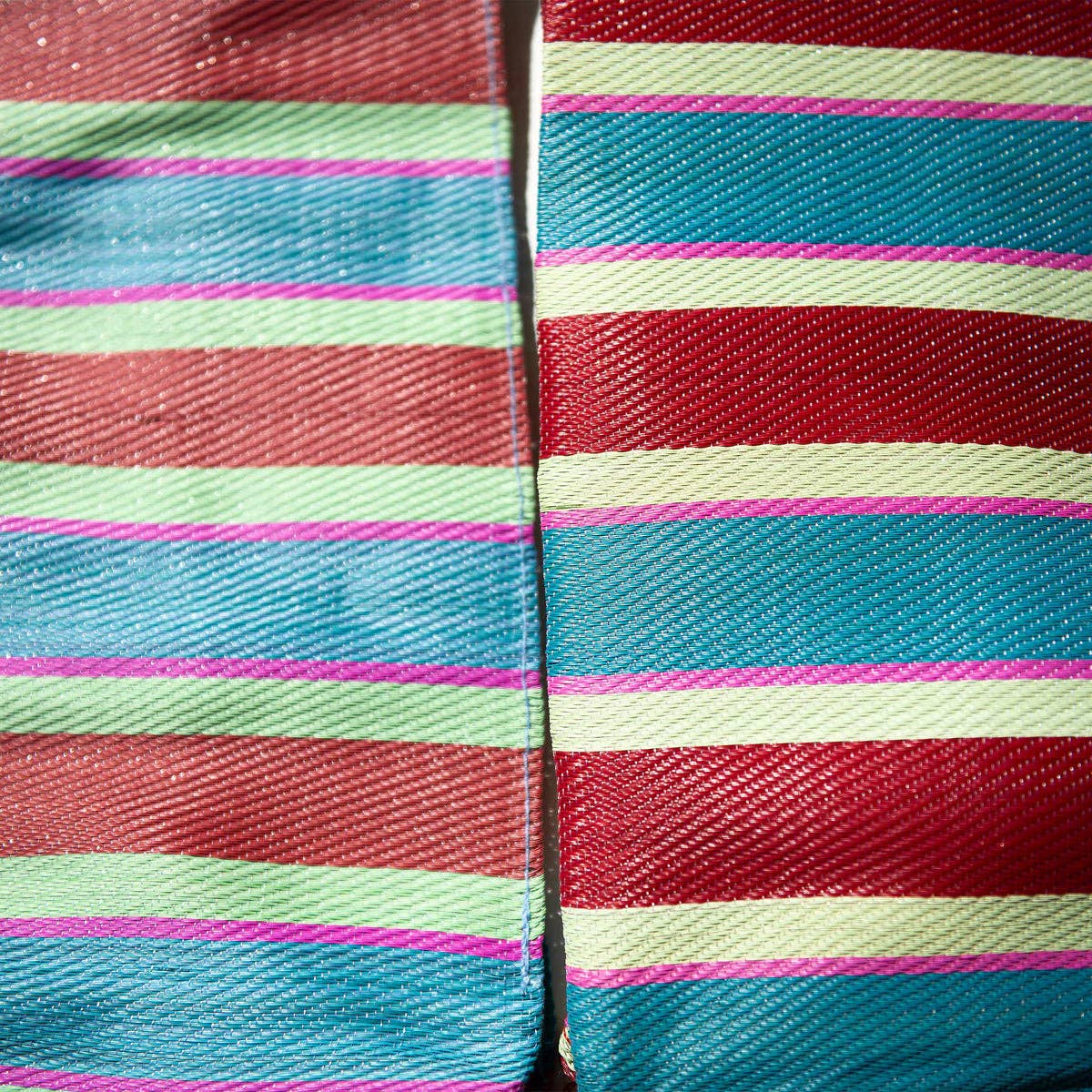 RECYCLED PLASTIC STRIPE BAG - Rectangle D15: Orange x Blue