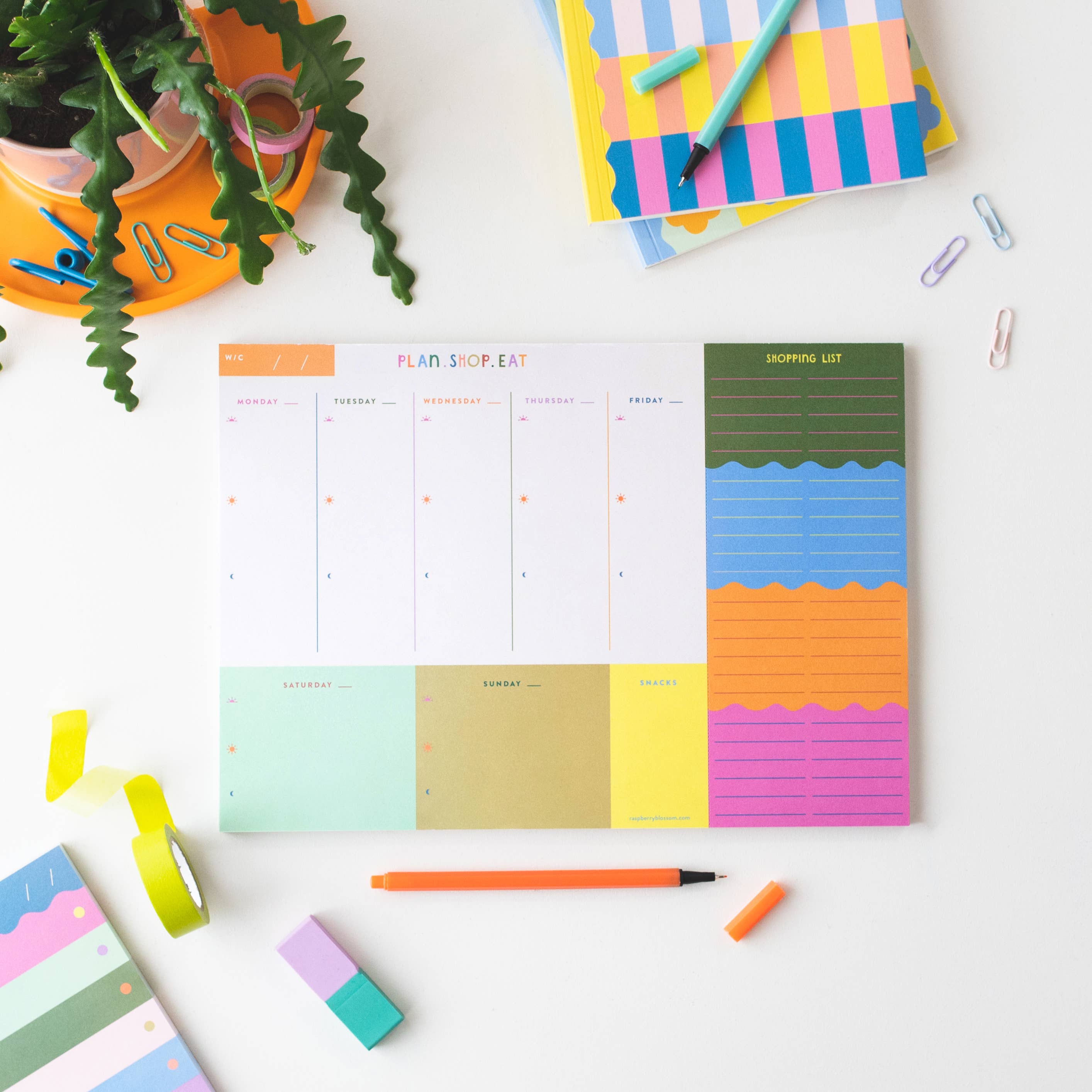 Weekly Food Planner with Tear-Off Shopping List