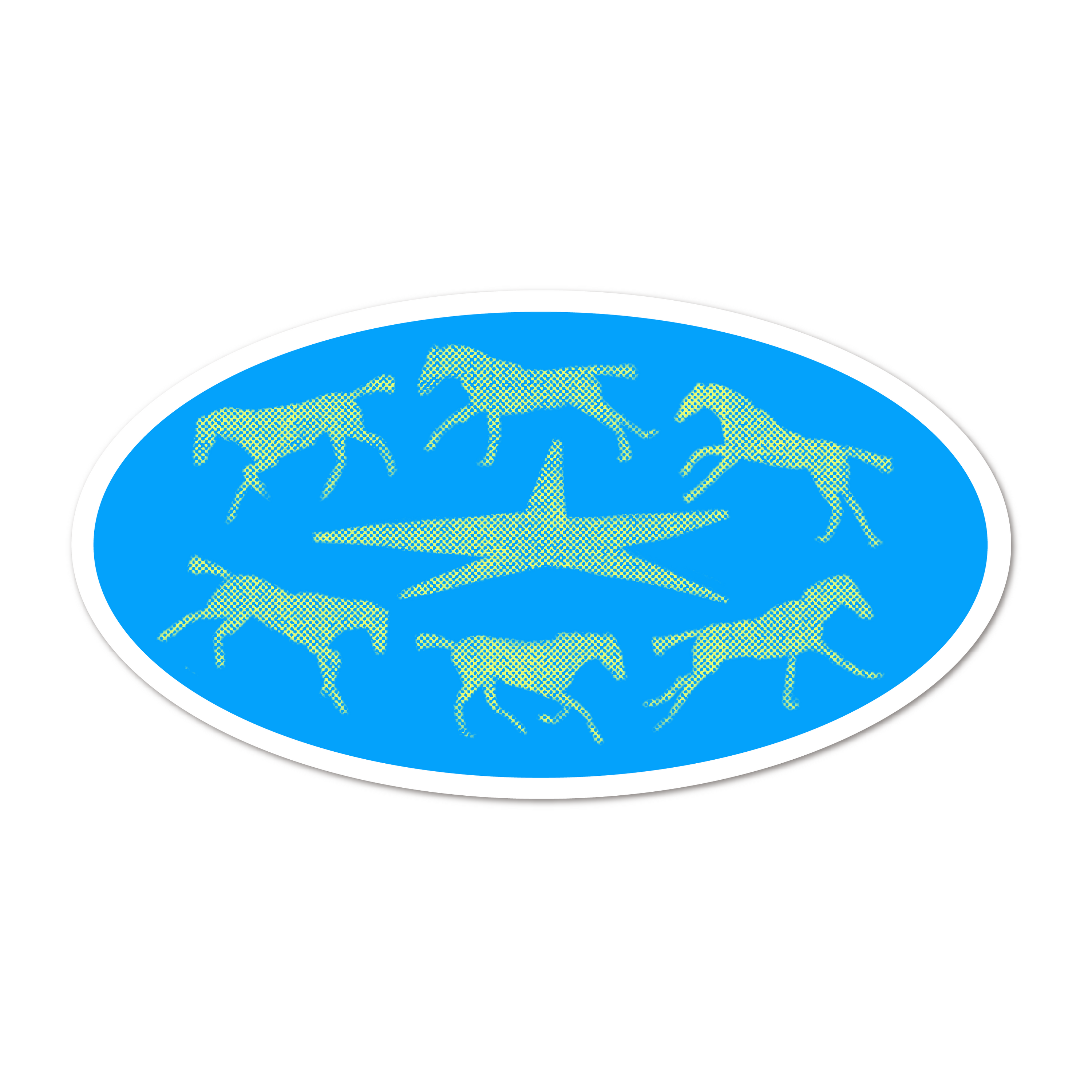 Blue Running Horses! sticker