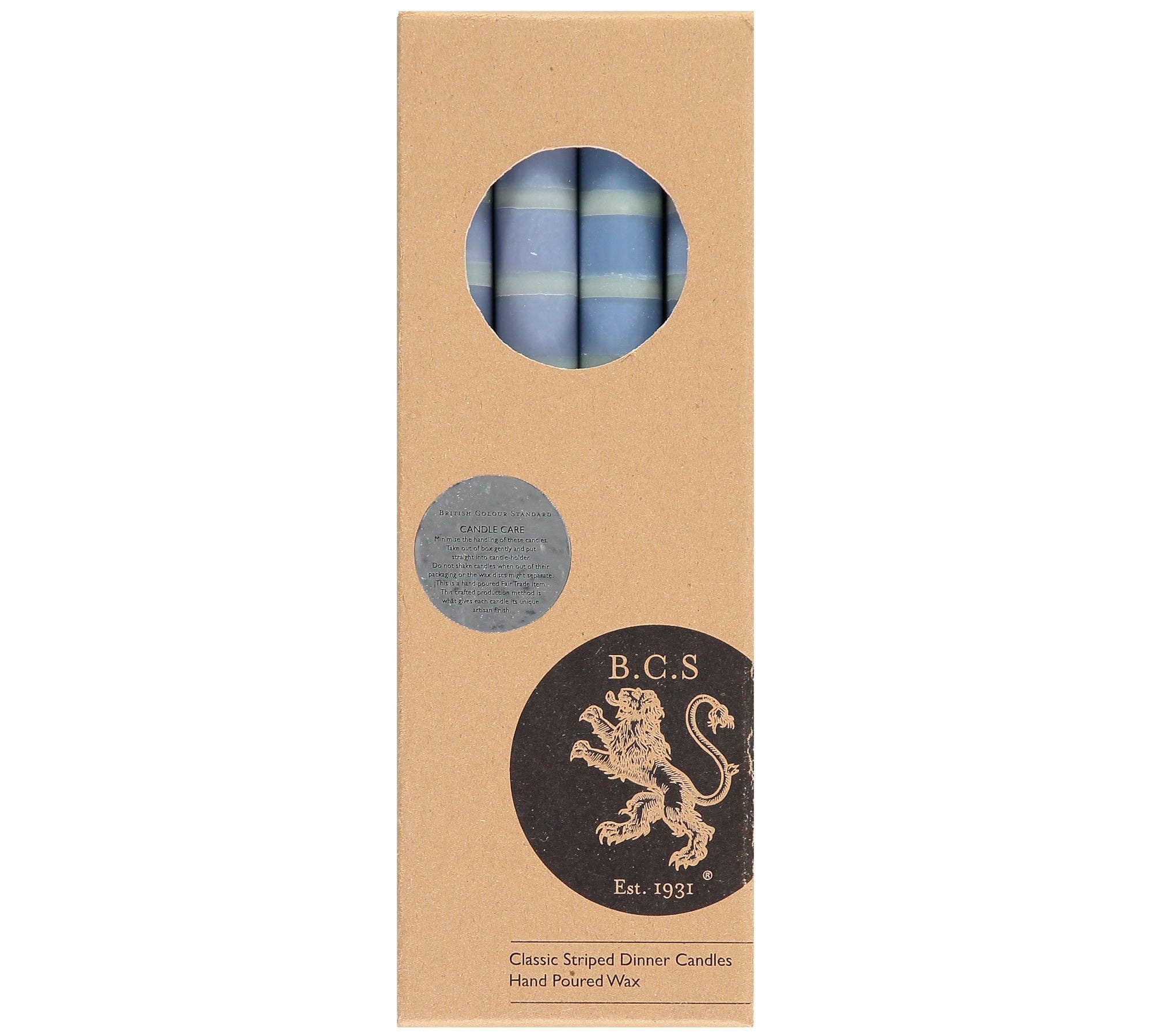 Striped Opaline, Pompadour & Rust Eco Dinner Candles, Gift Box of 4