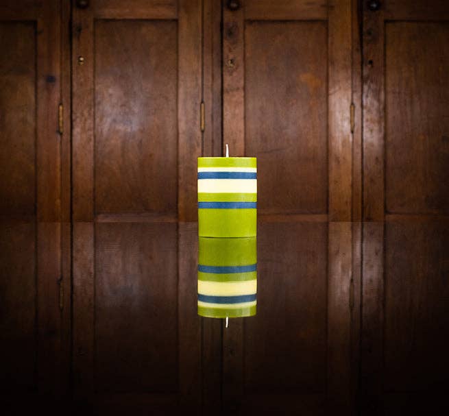 Small Olive, Indigo and Jasmine Eco Pillar Candle