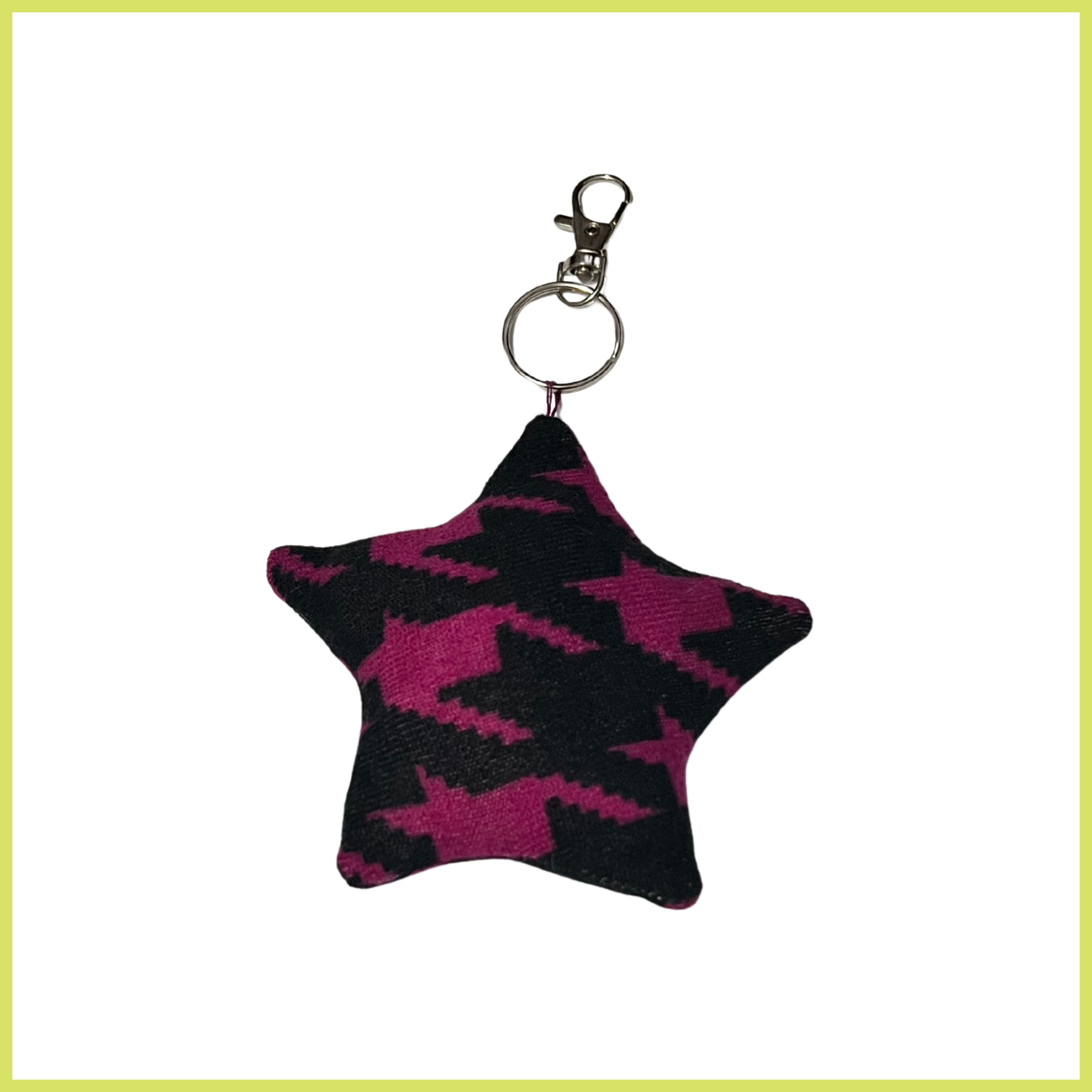 Dark Houndstooth Star Bag Charm