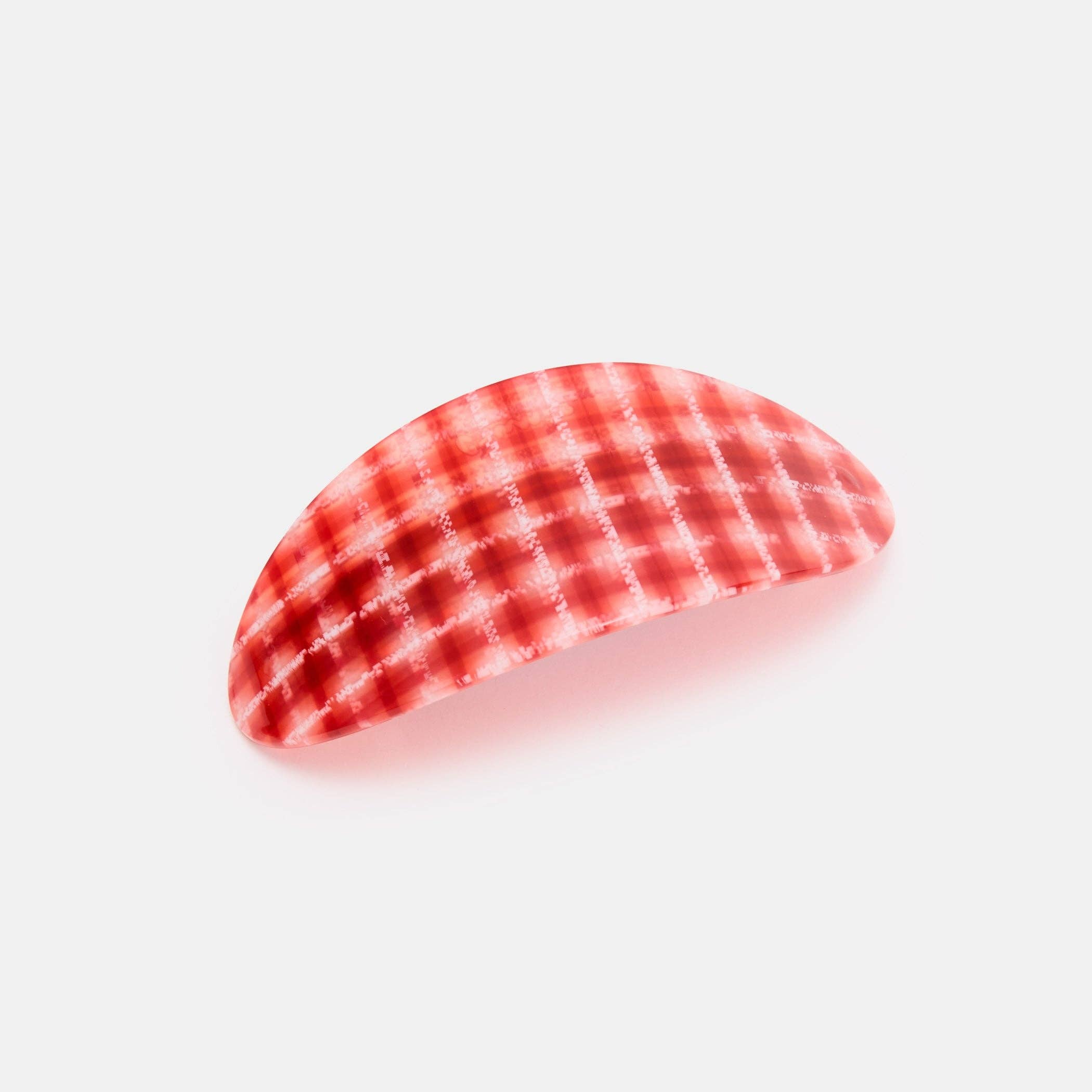 Oval Barrette in Red Plaid