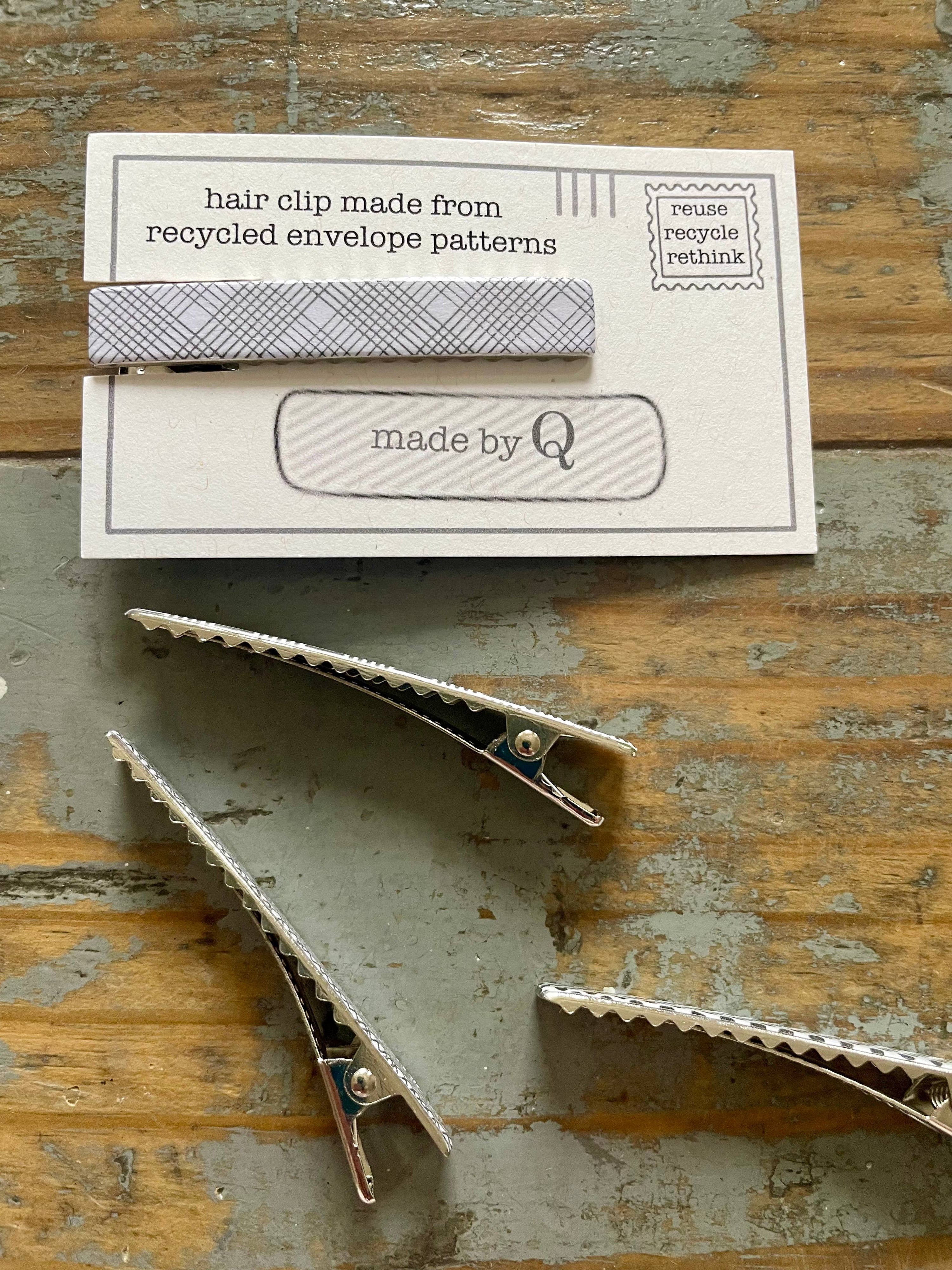 Hair clip recycled envelope pattern