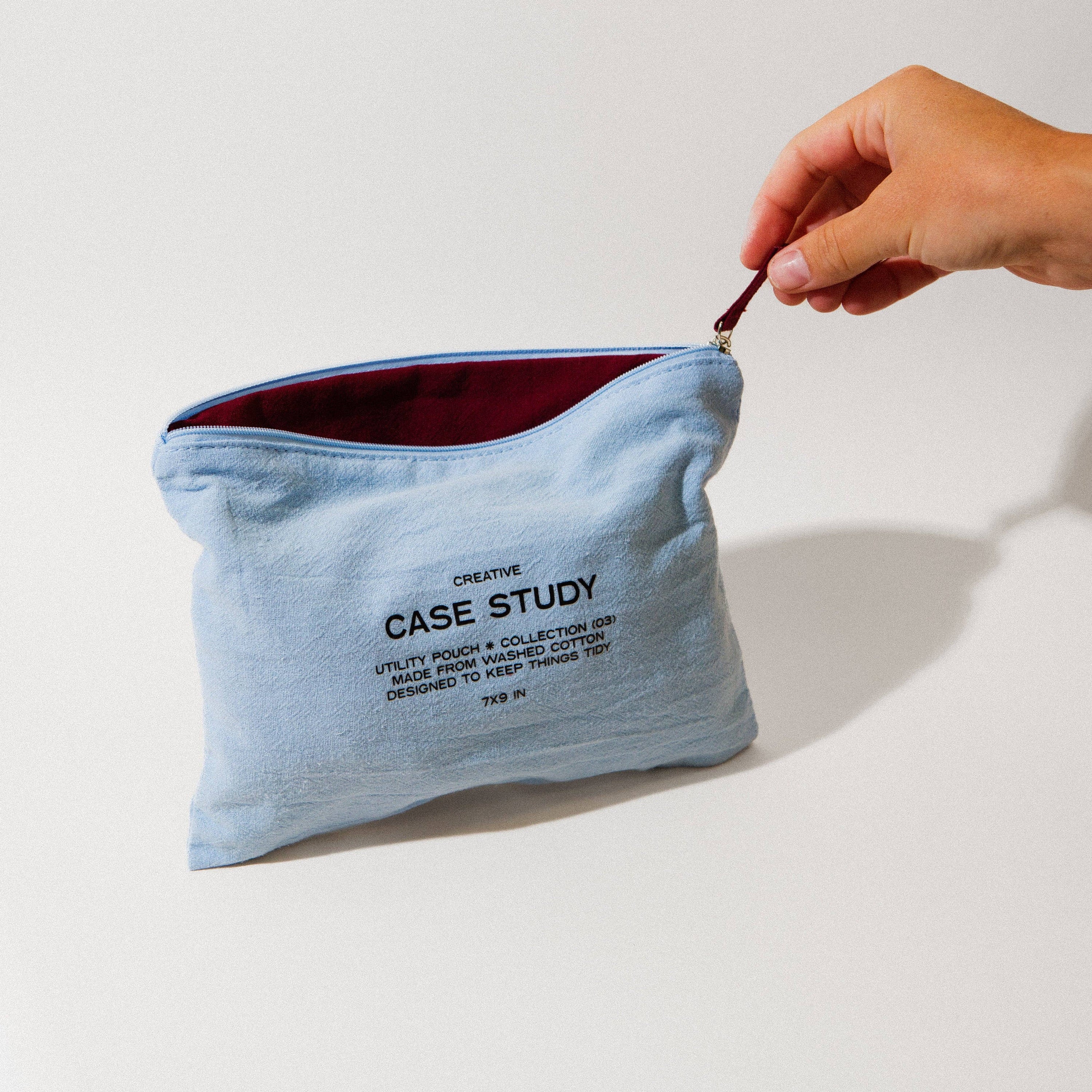 Washed Cotton Zipper Pouch | Robin's Egg