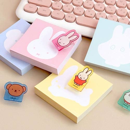 Miffy illust Memo Note Pad with Characters Clip SET