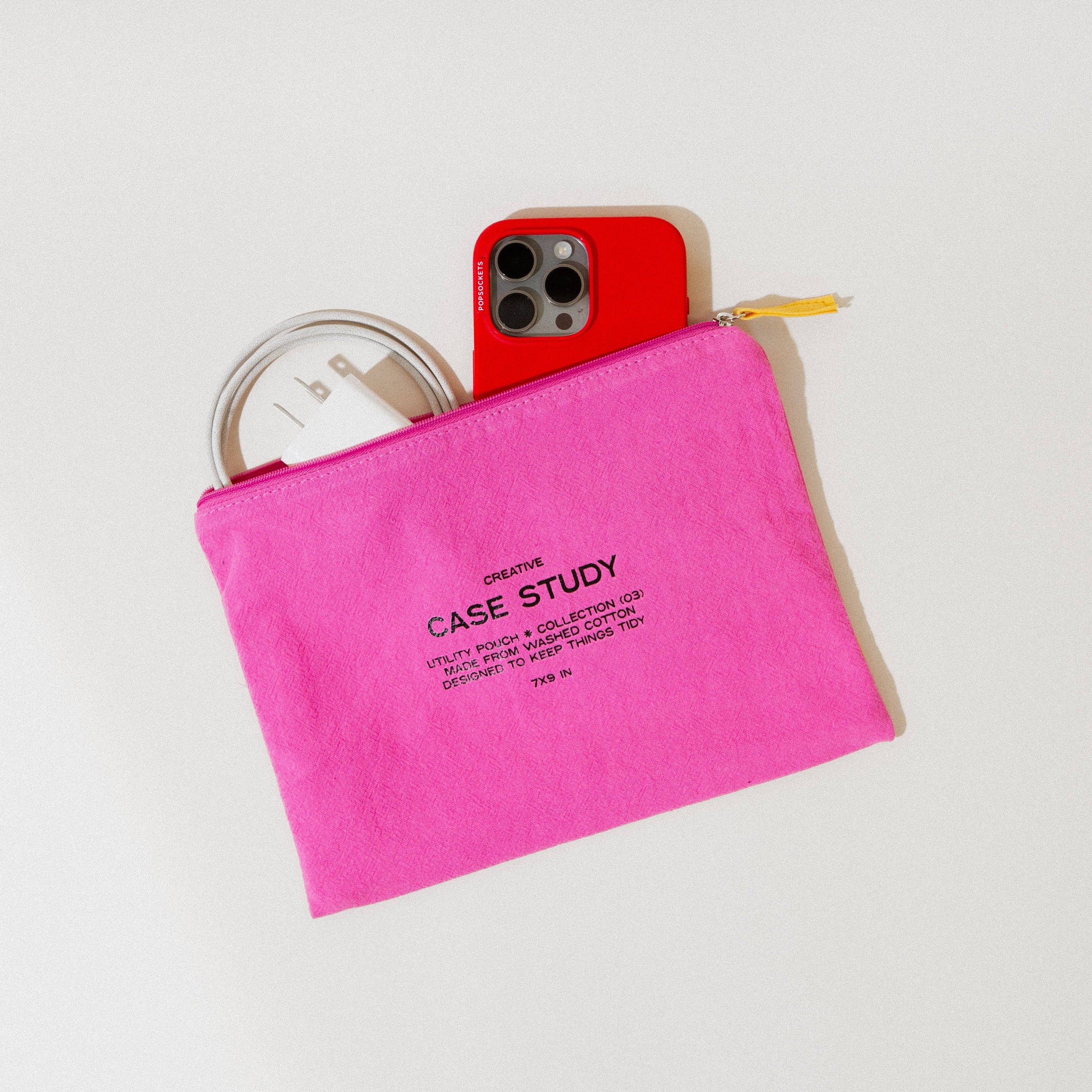 Washed Cotton Zipper Pouch | Candy