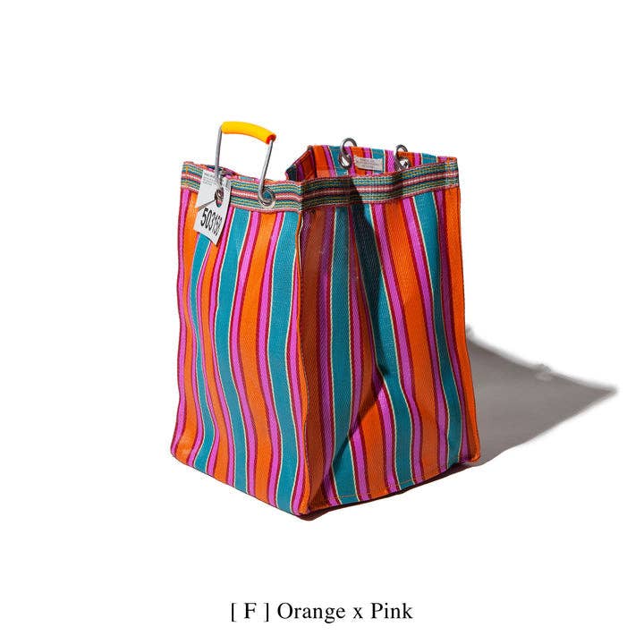 RECYCLED PLASTIC STRIPE BAG - Rectangle D30: Red x Blue