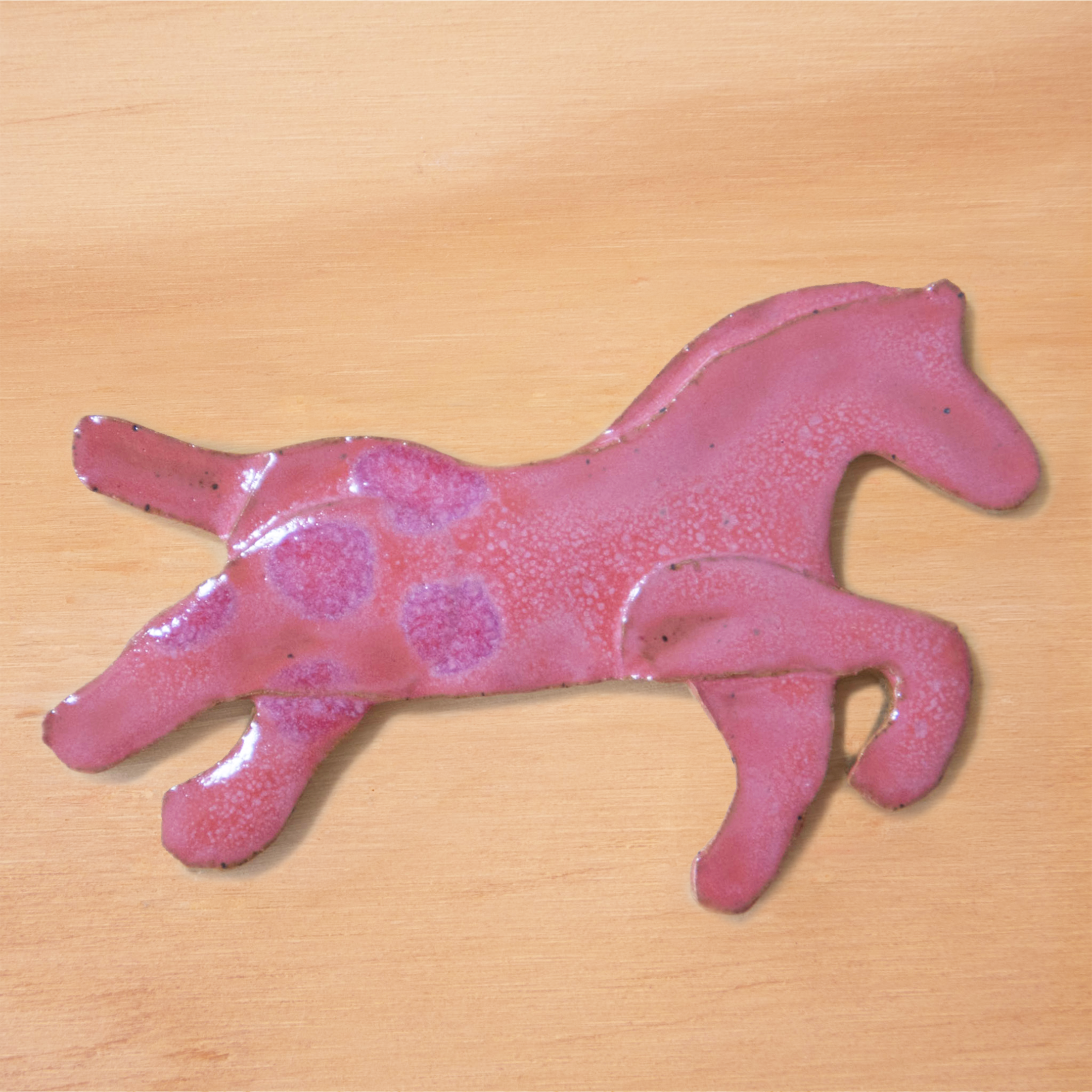 Coral Polka Dot Horse! Wall Hanging